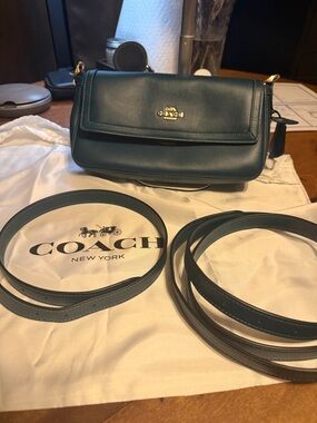 Coach Teal Leather Crossbody Bag with Gold Hardware